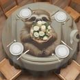 thumbnail image 2 of Funny Animal Round Tablecloth 54 inches Sloth Sitting on Toilet Sloth Playing Phone Waterproof Oil-Proof Table Cloth Round Table Cover for Holiday Party Picnic Dinner Decor Indoor and Outdoor Use, 2 of 9