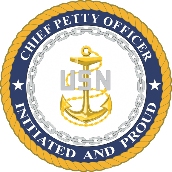 U.S. Navy CPO "Initiated and Proud" 3.8" Decal