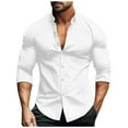 thumbnail image 1 of pstuiky manga larga para hombre, Camisas de manga corta con botones para hombre, camisa hawaiana con textura, camisa informal de vestir lisa, camisas tops de invierno para hombre xl, 1 of 5