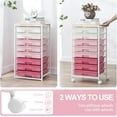 thumbnail image 6 of Rolling Storage Cart with 8 Drawers and Wooden Tabletop, Utility Cart for Living Room, Classroom, Bedroom, Bathroom, Dorm, Office, Rose Pink, 6 of 17