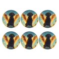 thumbnail image 2 of Pofeuu Golden Cloud Winged Dog Print Leather Coasters Set of 6, Round Cups Mugs Mat Pad for Home Kitchen Heat Resistant Drink Coasters,Round Shape, 2 of 7