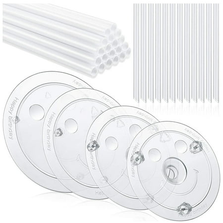 

20Pieces White Plastic Cake Sticks Support Rods with Separator Plates