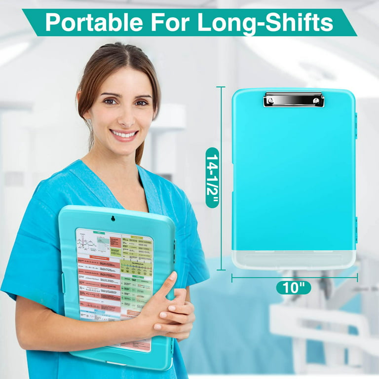 Nursing Clipboard & 9 Cheat Sheets, High Capacity Nurse Clipboard With Storage and Pen Holder, Duty Clinical Clipboard for Nursing Student, Nurse Accessories for Work, Side Opening - Walmart.com
