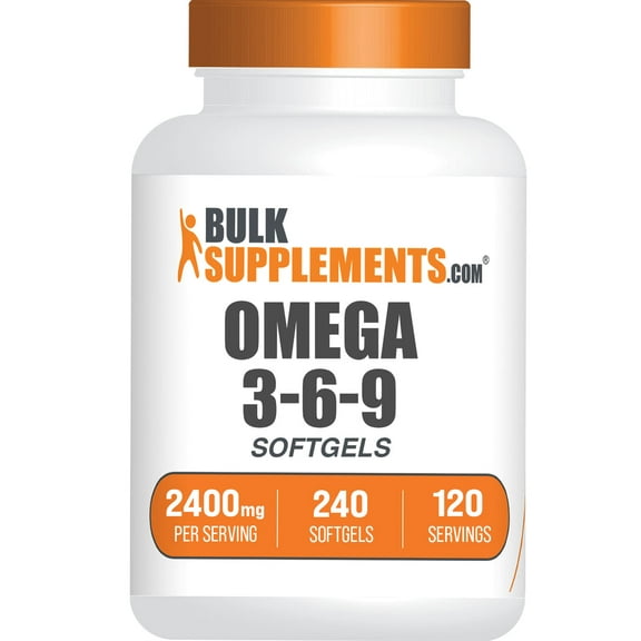 BulkSupplements Omega 3-6-9 Softgels - 2 Softgels per Serving (2400mg), 240 Count