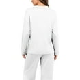 thumbnail image 2 of Cotton Pajamas Sets for Women 2 Piece Long Sleeve V Neck Top and Wide Leg Elastic Waist PJ Bottom Soft Sleepwear (XL, White), 2 of 7