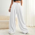 thumbnail image 5 of ibuvkizy Sweatpants Women Clearance! Wide Leg Sweatpants for Women Trendy Fashion High Waisted Drawstring Loose Long Pants with Pockets White,L, 5 of 8