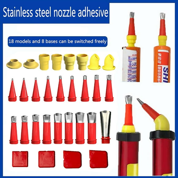30 Pcs Kit d'Outils Buse en Caoutchouc Intégrée Universelle, Buses de Calfeutrage en Acier Inoxydable Durables, Embouts de Calfeutrage, Buses de Calfeutrage pour Pistolets à Saucisses et Pistolets à Colle Dure