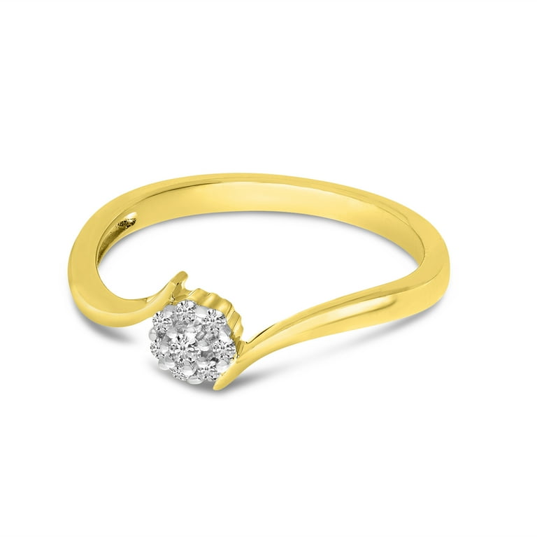 14K Yellow Gold Diamond Cluster Ring Walmart