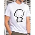 thumbnail image 1 of Trendy men's high-quality thickened 220g high-quality pure cotton summer new round neck casual T-shirt short sleeved T-shirt men's creative letter pattern printing Tee For Adult, Men, Women, Teen, Te, 1 of 4