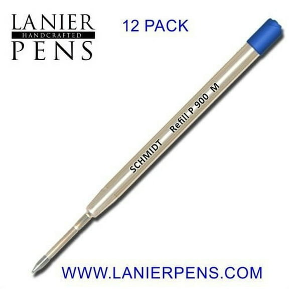 Schmidt P900 Parker Style Ballpoint Pen Refill - Blue, Medium Point 0.7mm, 12 Pack (SC58136)