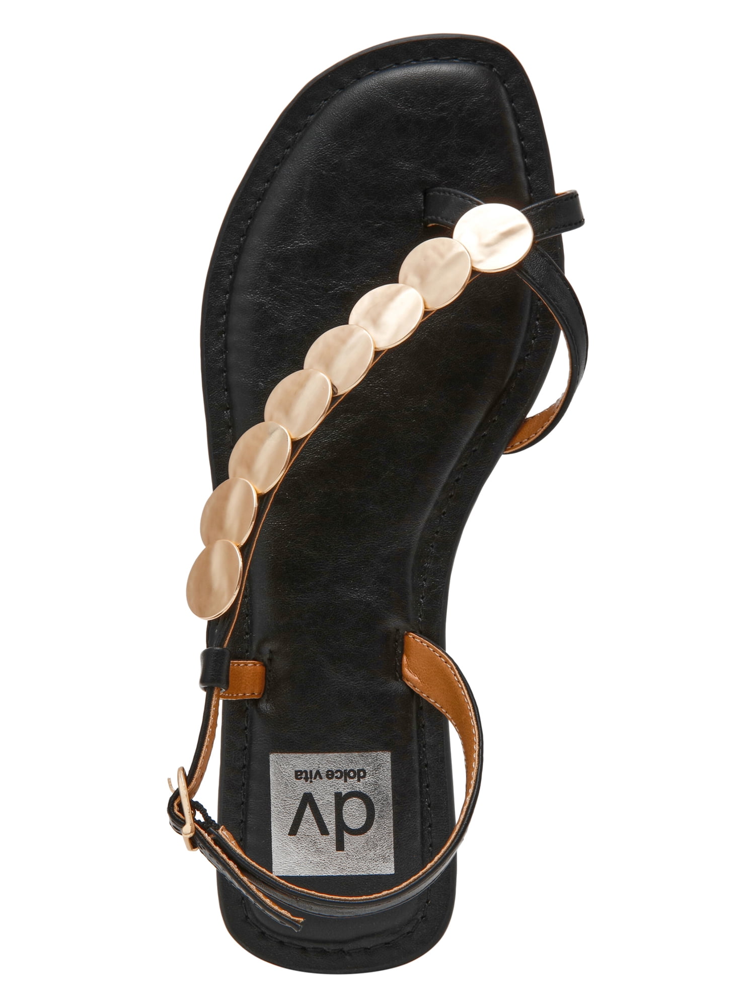 DV Dolce Vita Women's Jetsey Adjustable Strappy Sandal with Gold Detail