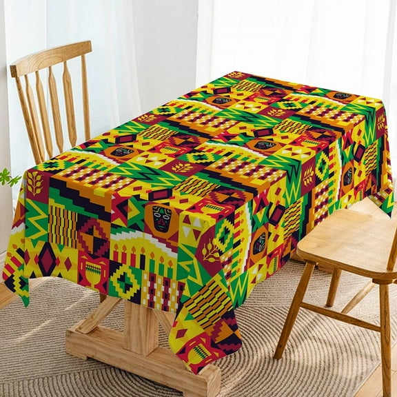 Kwanzaa Tablecloth Black History Month Table Cloth African American Heritage Holiday Party Celebration Decor Kinara Candles Home Dining Room Kitchen Decoration-60×84inch