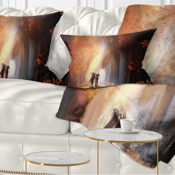 Designart Walking in Park - Landscape Printed Throw Pillow - 12x20