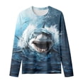 thumbnail image 4 of GUNIA Kids Toddler Boys Long Sleeve Shirts Shark Print Crewneck Casual Basic Active Tops Tee Tunic T-Shirt 3-14 Years Blue, 4 of 6