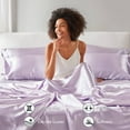 thumbnail image 4 of Regency Heights Satin Sheet Set, Cal King Bed Sheets with Pillowcases, 6-Piece Luxury Silky Sheet Set, Lilac, Gifts for Women, 4 of 12