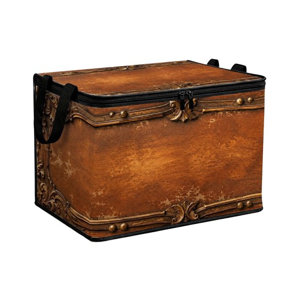 huayou Vintage Pattern Storage Bin, 19.7x13.8x13.8 Inch Collapsible Fabric Storage Box with Handles, Decorative Organizer for Home and Camping