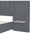thumbnail image 7 of Full Size Platform Bed with Big Headboard, Velvet Upholstered Bed Frame with Wood Slat Support for Boys Girls AdultsBedroom Furniture, No Box Spring Needed, Easy Assembly, Gray, 7 of 7