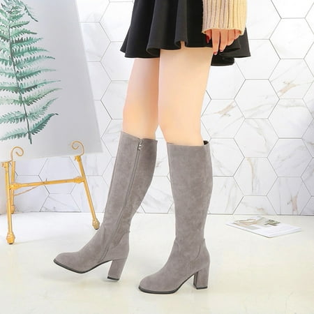 

Women Ladies Fashion Solid Over The Knee Warm Zipper Long Boots Casual Shoes