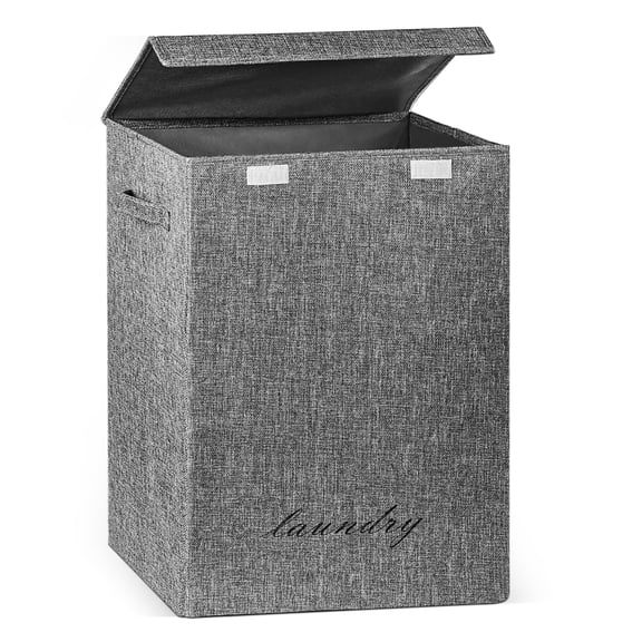 Garnen Laundry Basket with Lid, 24" Fabric Laundry Hamper Basket, Storage Basket with Lid, Dirty Clothes Hamper Laundry Baskets with Handles