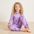 thumbnail image 3 of NIPAXO Girls Pajamas Set Long Sleeve Magical Unicorn Star Print Casual Sleepwear with Purple Trim for Toddler Little Girls, 3 of 8