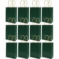thumbnail image 3 of 12 Pcs Gift Bags, Kraft Paper Party Bags With Handles, Paper Bag With Stickers For Birthday, Gift, Wedding And Party Celebrations 15 X 8 X 21cm (Dark Green), 3 of 7