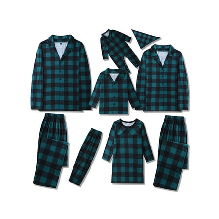 

Paille Women Men Kids Button Down Loungewear Nightwear Soft Holiday Sleepwear Tops And Pants Christmas Matching Family Pajamas Set PJ Sets Dark Green Baby 9-12M