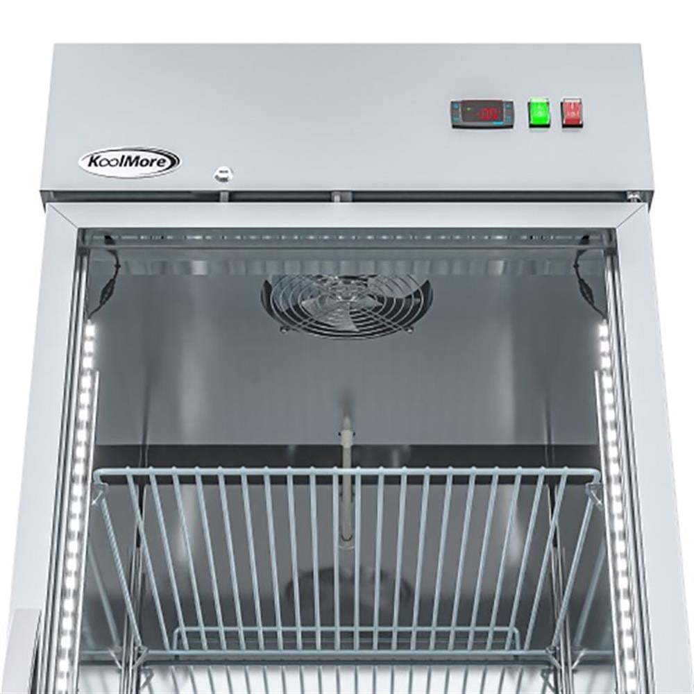 Pemberly Row Stainless Steel Upright Freezer with 3 Storage Shelves in Silver