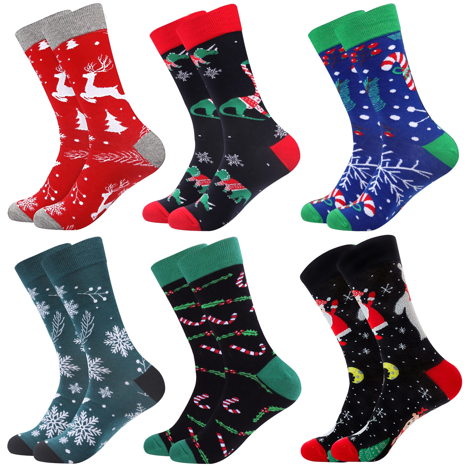 Mens Christmas Dress Socks, Funny Novelty Funky Fashion Crew Socks 6 ...