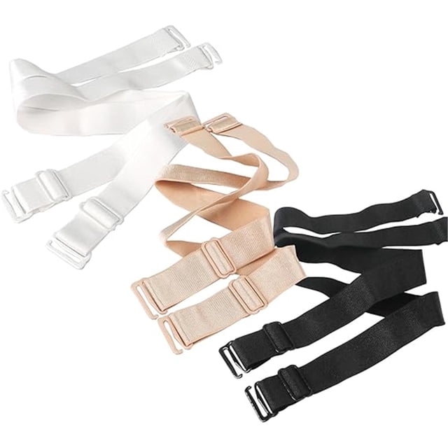 30 Pairs Bra Strap Replacement Elastic Adjustable Removable Multi Color(Black+White+Skin tone)Bra Straps Holder Racer Back Conceal Bra Straps Non-slip Elastic Cleavage Control,