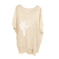 thumbnail image 1 of TSADFHJI Hauts Mignons pour Femmes Automne T-Shirt d'Été Décontracté Simple Mode Imprimé Manches Courtes m Beige, 1 of 3
