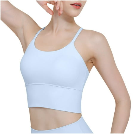Tnhcen Backless Sports Bra Women s Sports Bra Fitness Running Shockproof Tank Top Front Zipper No Steel Ring Comfort Sports Bra Girls Bralette Breathable Underwear for Women  Blue  L