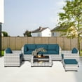 thumbnail image 2 of 7-Piece Outdoor Sectional Patio Furniture Set, All-Weather Wicker Rattan Sofa with Thick Washable Cushions & Tempered Glass Table, Perfect for Garden, Poolside, Backyard, 2 of 8