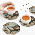 thumbnail image 6 of Bingfone Vintage Wood Grain Shark Leather Drinks Coasters with Set of 6,Suitable for Home Kitchen,Coffee Cup Coasters Home Gift, 6 of 7