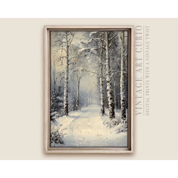 Minimalist Winter Birch Landscape, Neutral Tone Print, Elegant Wall Art For Home Decor UNFRAMED Poster, Wall Art for Decor, Present, 8x12