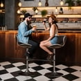 thumbnail image 4 of Adjustable Swivel Bar Stools Set of 2 , Modern PU Leather Upholstered Bar Chairs with Chrome Base for Kitchen Island, Dining Room, Pub, Counter (Black,Black Base), 4 of 9