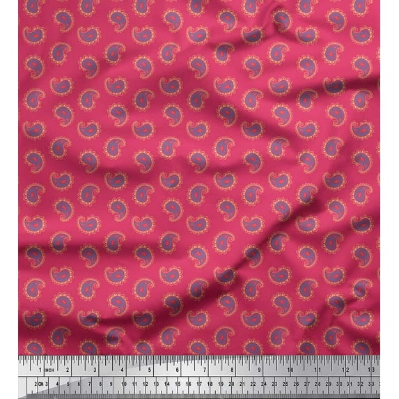 Soimoi Cotton Duck Fabric Artistic Paisley Print Fabric by Yard 56 Inch Wide