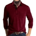thumbnail image 2 of Men's Long Sleeve Polo Shirts Classic Button Casual Collared Shirt Soft Lightweight Golf Tees with Pocket, 2XL, 2 of 5