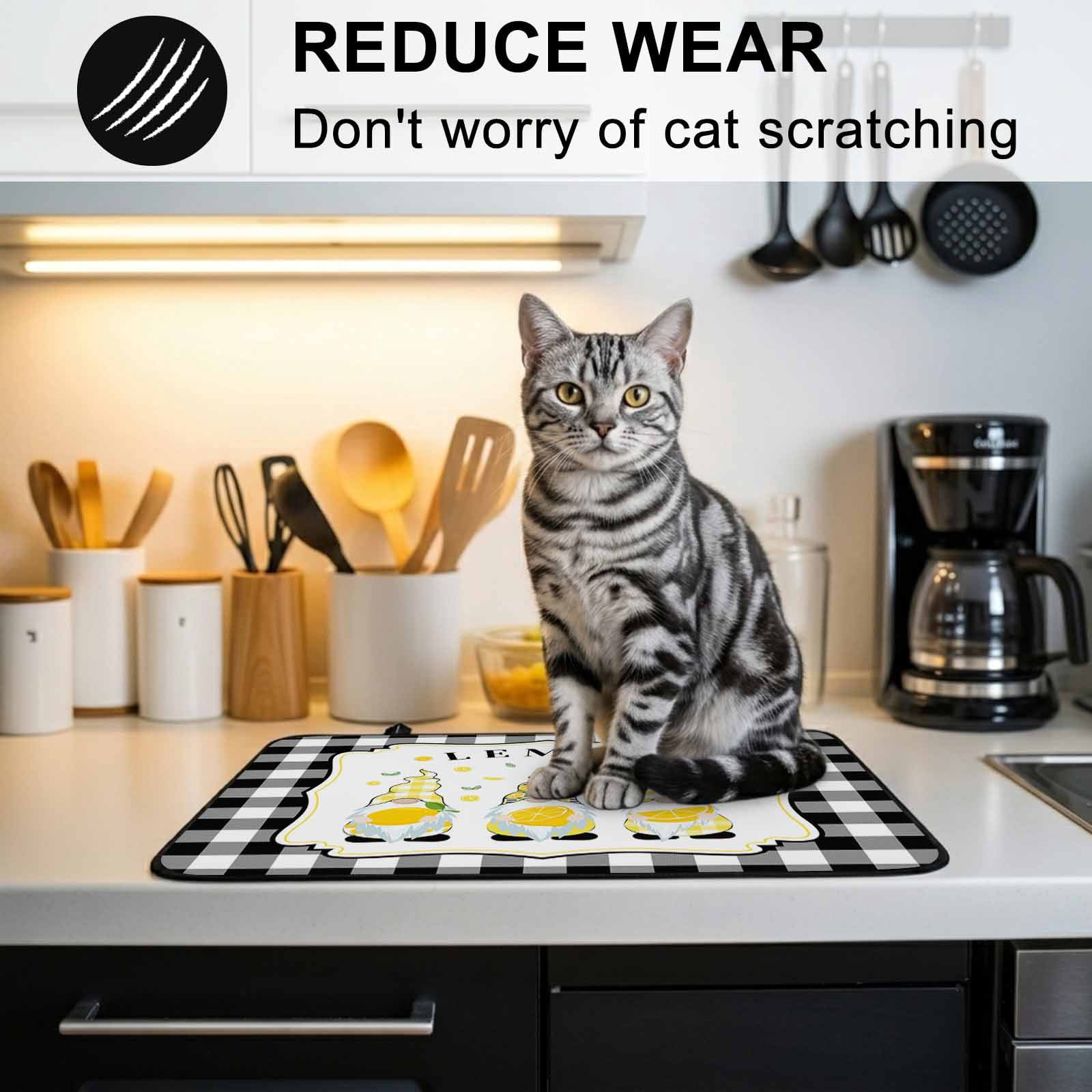 Summr Lemon Gnomes Stove Top Cover for Electric Stove, Heat-proof & Non Slip Glass Top Stove Cover Protector, Farmhouse Rustic Black Plaid Kitchen Flat Cooktop Rubber Mat 24x21 Inches