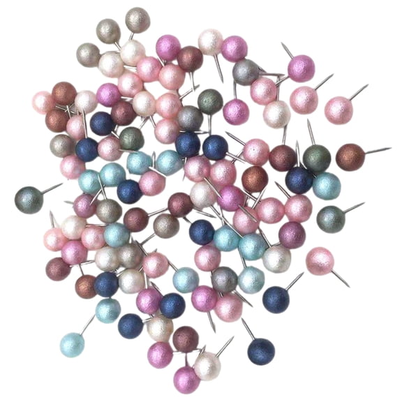 Amosfun 100 Pieces Assorted Color Round Push Pins for Bulletin Boards, Decorative Board Pins