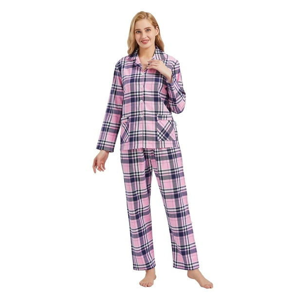 Apparonia Conjuntos de Piyamas Mujer 100% Algodón Francela Raya Descolorida L
