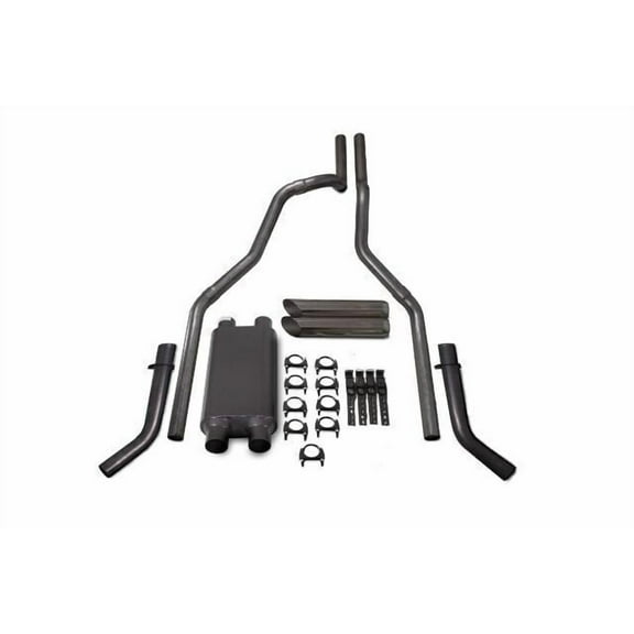 00-06 Chevy GMC 2500 2.5" Dual Exhaust Dual inlet 2 Chamber Slash Tip Corner Ex