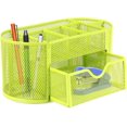 thumbnail image 1 of Organizador De Escritorio De Malla Metálica, Portalápices Con Cajón, Portalápices Multifunción Organizador Caddy Holder Con 8 Compartimentos Y 1 Cajón Para Oficina Hogar,11 Feliz Sencillez, 1 of 5