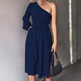 thumbnail image 2 of Vestido De Corte Casual, Cintura Alta, Vestido Con Abertura, Farol, Mangas Largas, Un Hombro Para Fiestas. ANGGREK Otros, 2 of 5