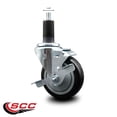 thumbnail image 2 of 4 Inch Black Poly Swivel 1-1/4 Inch Expanding Stem Caster with Brake SCC, 2 of 2