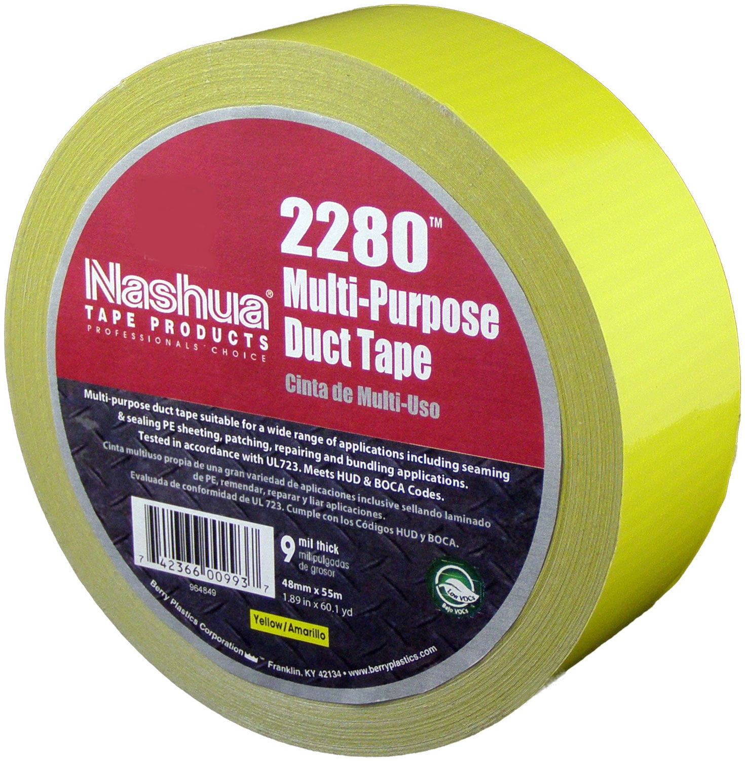 Nashua® 2280 Yellow Duct Tape 48mm x 55M Full Factory Case of 24