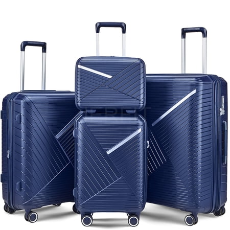 JERFIT 4-Piece Navy Blue Expandable Luggage Set with TSA Lock, Lightweight Spinner Suitcases for Travel