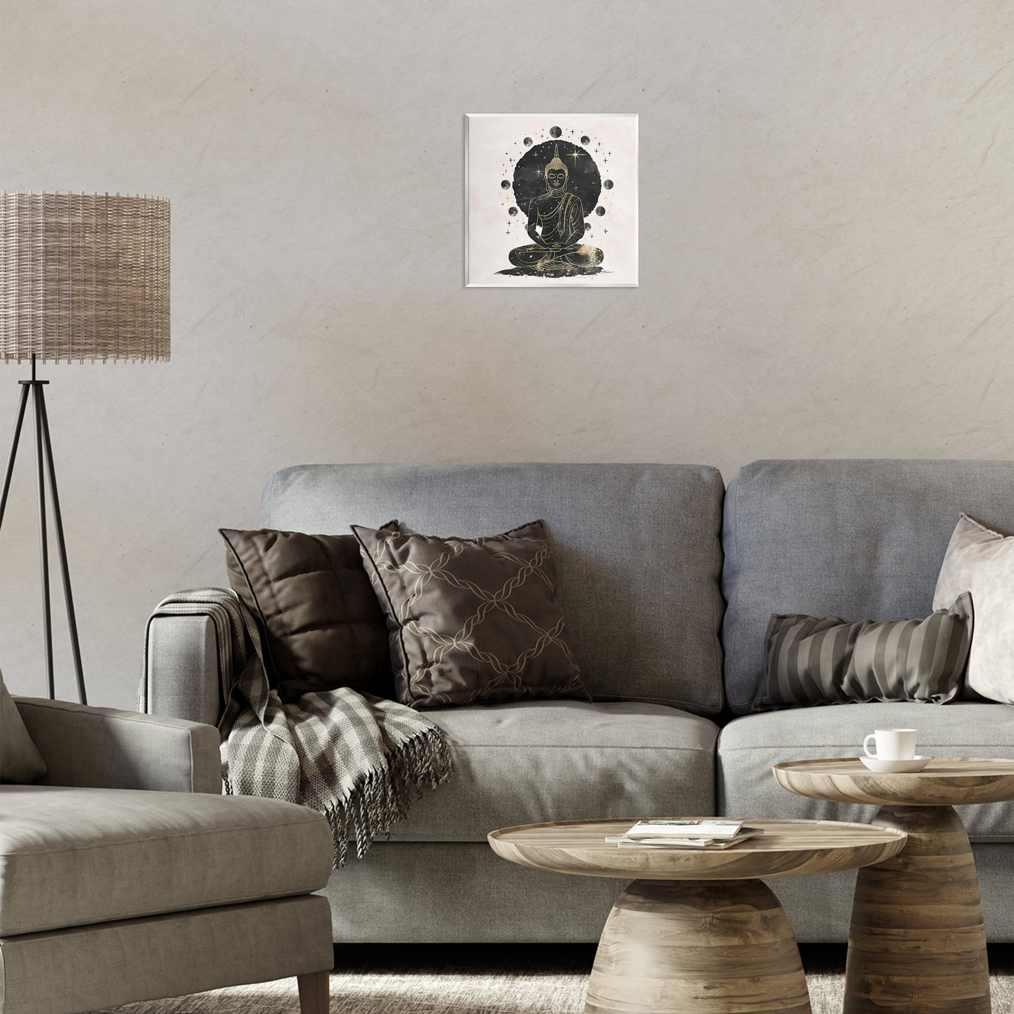 Stupell Industries Gilded Sitting Buddha Religious & Spiritual Painting Unframed Art Print Wall Art, 12 x 12