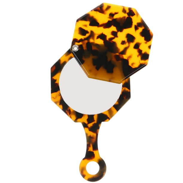 Espejo de mano vintage de acetato, espejo de maquillaje de diseño de viaje para mujer, espejo portátil