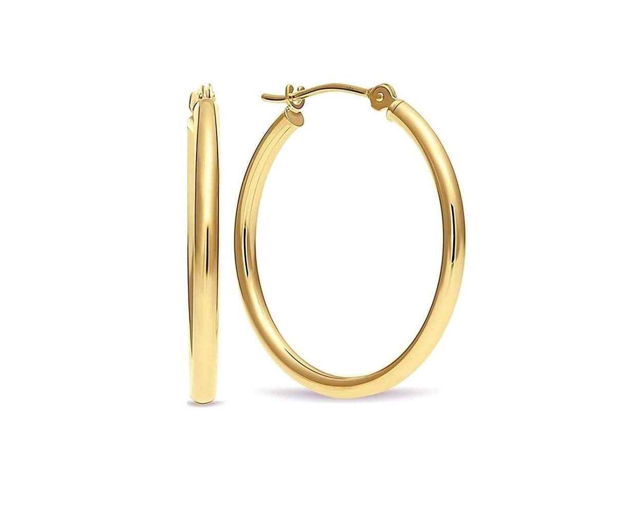 14k Genuine Yellow Gold 1.5 INCH Round Hoop Earrings (40MM)