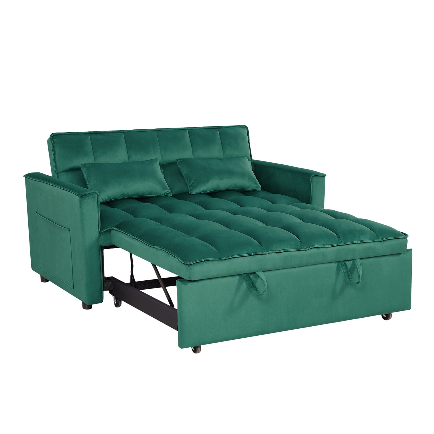Hommoo 3 in 1 Convertible Pull Out Sofa Bed, Loveseat Sleeper Sofa, Green